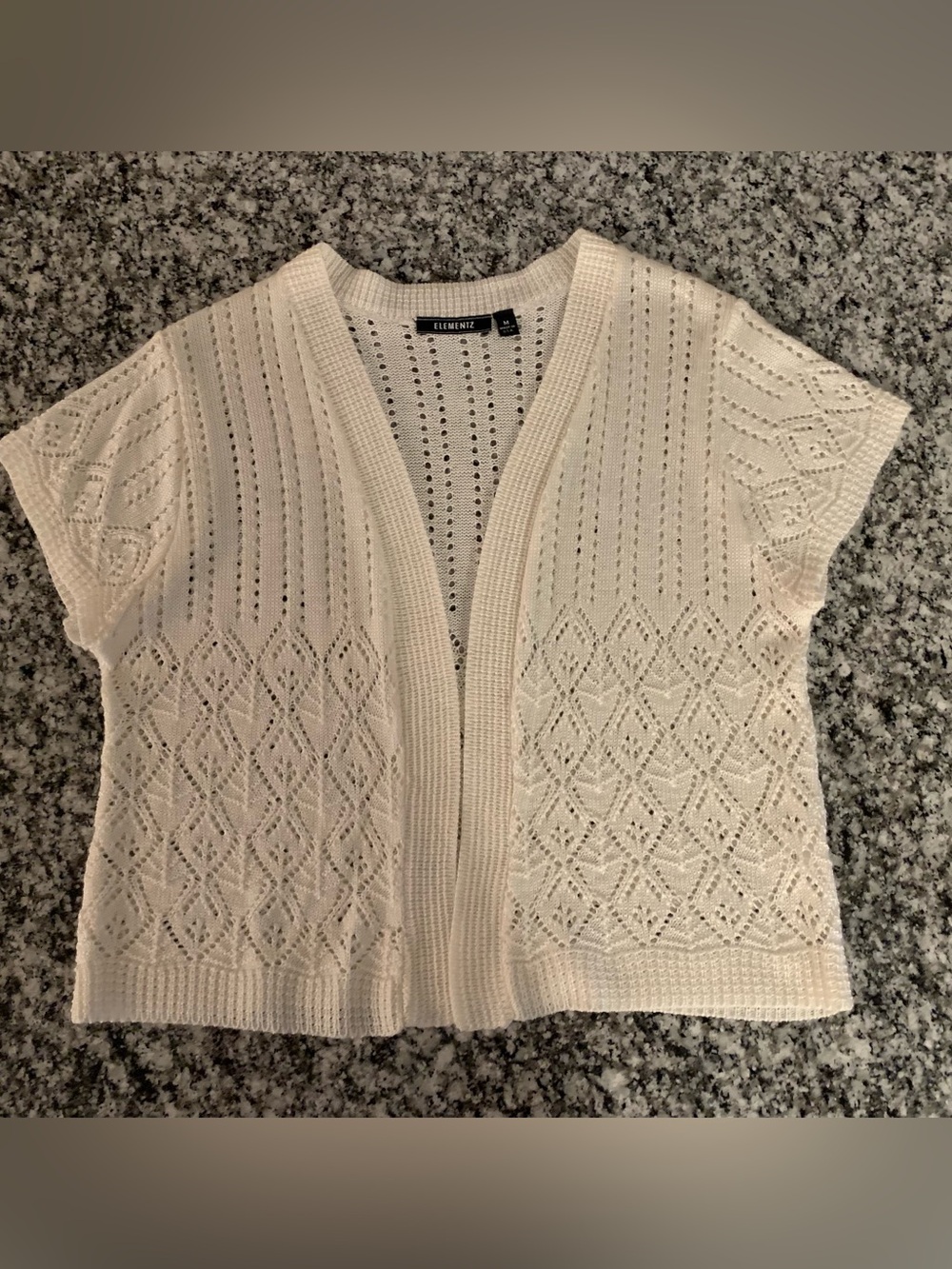 Elementz Ivory Open-Front Eyelet Knit Cardigan Shrug